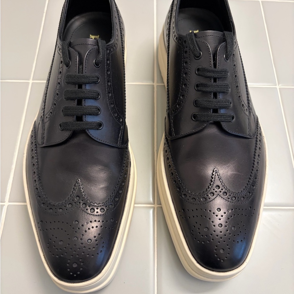 Prada Black Brogue Wing Tip Men's Oxfords - NWT - Never Worn